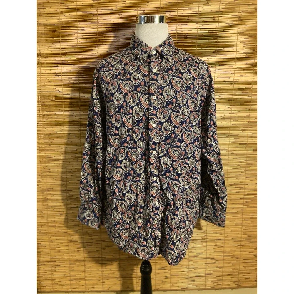 Cremieux Premium Paisley Shirt Men’s 3XB Long Sleeve Button Up Flip Cuff